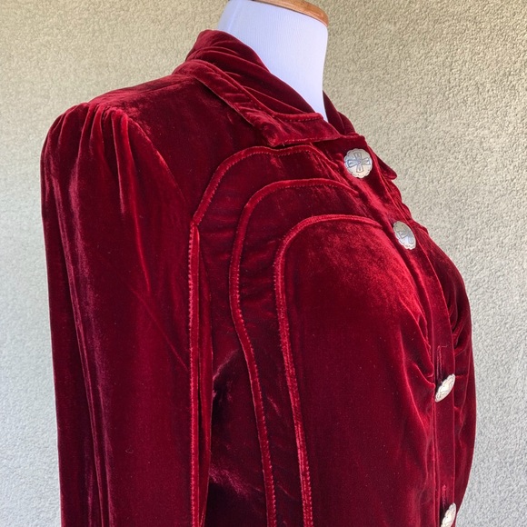 “Double D Ranch” Red Wine Velvet Jacket Exquisite - Picture 6 of 8